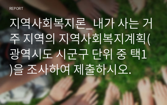 지역사회복지론_내가 사는 거주 지역의 지역사회복지계획(광역시도 시군구 단위 중 택1)을 조사하여 제출하시오.