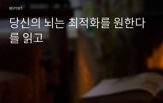 당신의 뇌는 최적화를 원한다를 읽고