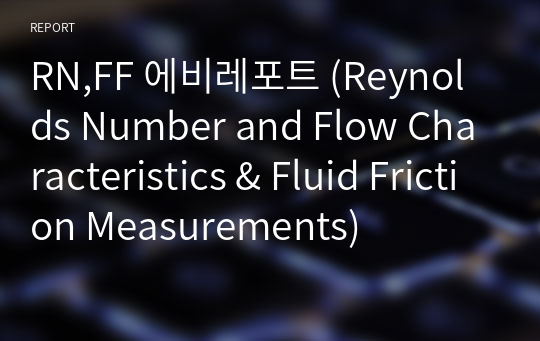 RN,FF 에비레포트 (Reynolds Number and Flow Characteristics &amp; Fluid Friction Measurements)