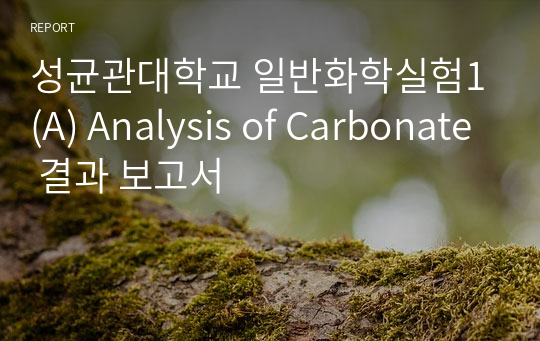 성균관대학교 일반화학실험1 Analysis of Carbonate 결과 보고서
