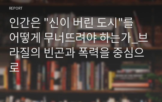 인간은 &quot;신이 버린 도시&quot;를 어떻게 무너뜨려야 하는가_브라질의 빈곤과 폭력을 중심으로