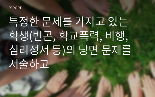 특정한 문제를 가지고 있는 학생(빈곤, 학교폭력, 비행, 심리정서 등)의 당면 문제를 서술하고