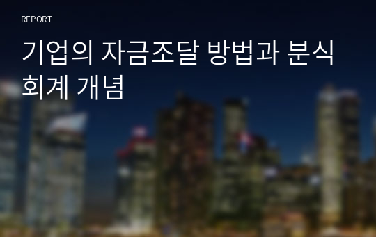 기업의 자금조달 방법과 분식회계 개념