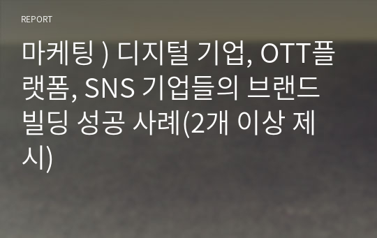 마케팅 ) 디지털 기업, OTT플랫폼, SNS 기업들의 브랜드빌딩 성공 사례(2개 이상 제시)