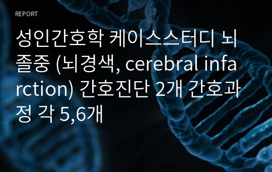 성인간호학 케이스스터디 뇌졸중 (뇌경색, cerebral infarction) 간호진단 2개 간호과정 각 5,6개