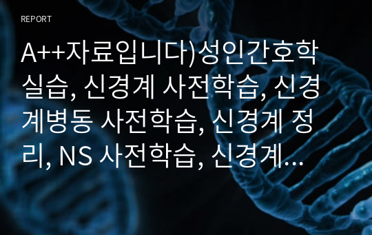 A++자료입니다)성인간호학 실습, 신경계 사전학습, 신경계병동 사전학습, 신경계 정리, NS 사전학습, 신경계 병동 검사, 신경계 간호