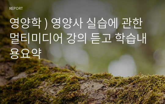 영양학 ) 영양사 실습에 관한 멀티미디어 강의 듣고 학습내용요약