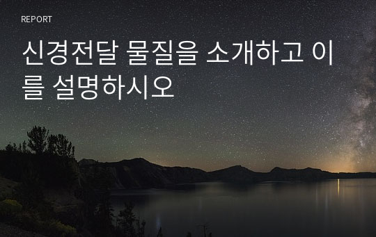 신경전달 물질을 소개하고 이를 설명하시오