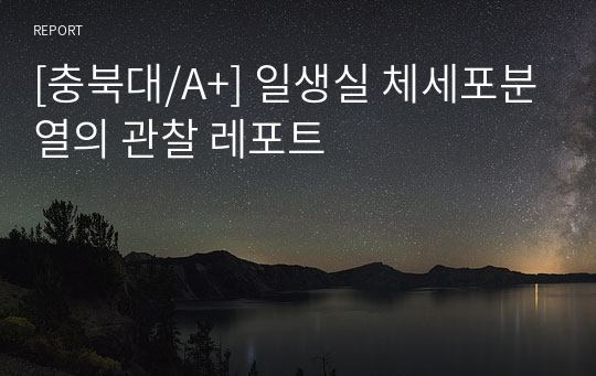 [충북대/A+] 일생실 체세포분열의 관찰 레포트