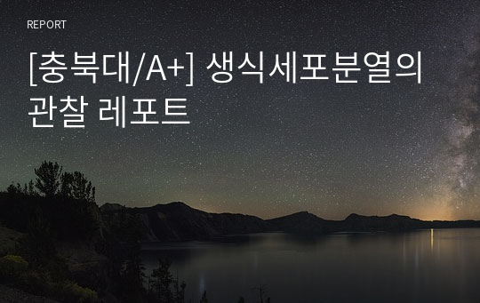 [충북대/A+] 생식세포분열의 관찰 레포트