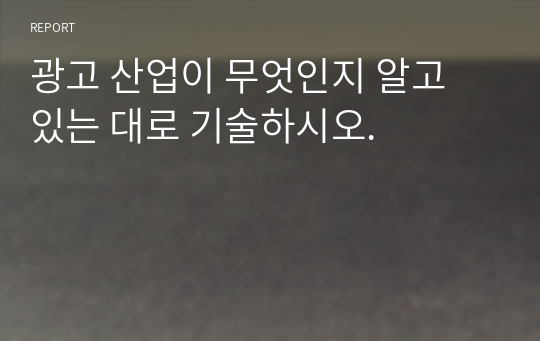 광고 산업이 무엇인지 알고 있는 대로 기술하시오.