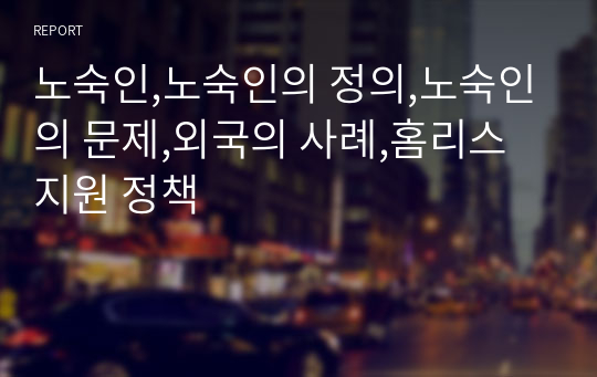 노숙인,노숙인의 정의,노숙인의 문제,외국의 사례,홈리스 지원 정책