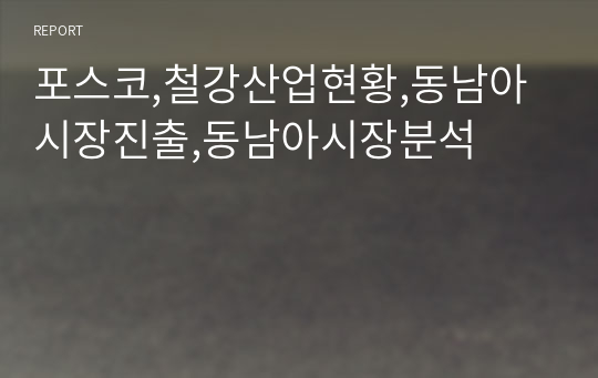 포스코,철강산업현황,동남아시장진출,동남아시장분석