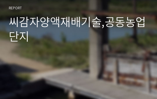 씨감자양액재배기술,공동농업단지