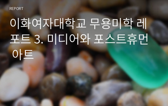 이화여자대학교 무용미학 레포트 3. 미디어와 포스트휴먼 아트