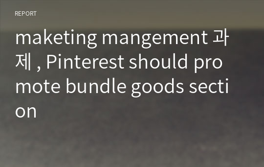 maketing mangement 과제 , Pinterest should promote bundle goods section