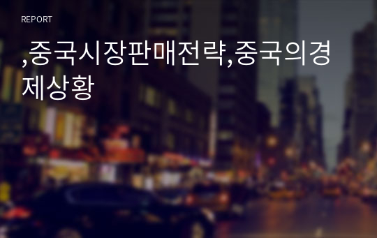 ,중국시장판매전략,중국의경제상황