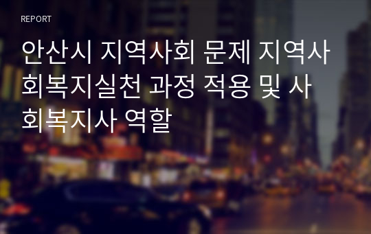 안산시 지역사회 문제 지역사회복지실천 과정 적용 및 사회복지사 역할