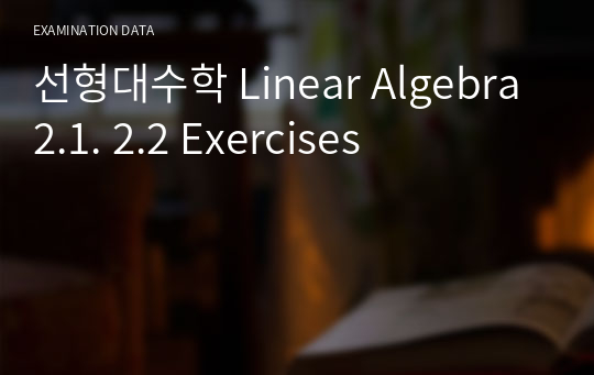 선형대수학 Linear Algebra 2.1. 2.2 Exercises