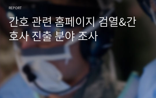 간호 관련 홈페이지 검열&amp;간호사 진출 분야 조사