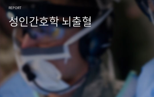 성인간호학 뇌출혈