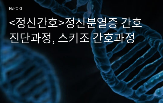 &lt;정신간호&gt;정신분열증 간호진단과정, 스키조 간호과정