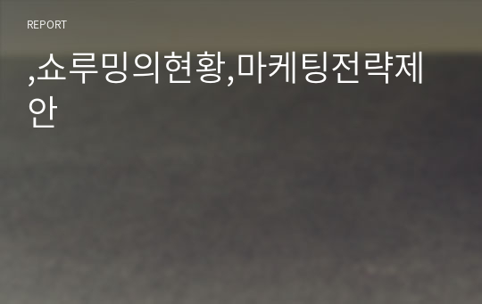 ,쇼루밍의현황,마케팅전략제안