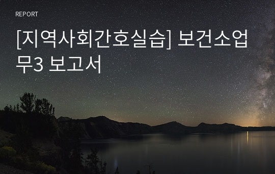 [지역사회간호실습] 보건소업무3 보고서