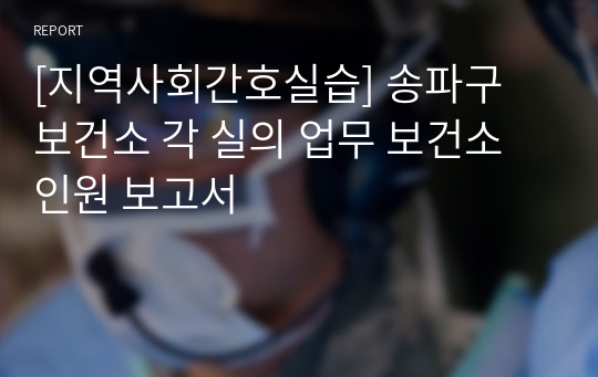 [지역사회간호실습] 송파구 보건소 각 실의 업무 보건소 인원 보고서