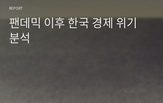 팬데믹 이후 한국 경제 위기 분석