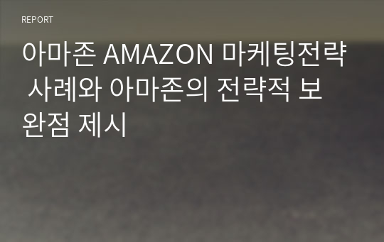 아마존 AMAZON 마케팅전략 사례와 아마존의 전략적 보완점 제시