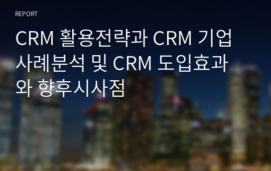 CRM 활용전략과 CRM 기업사례분석 및 CRM 도입효과와 향후시사점