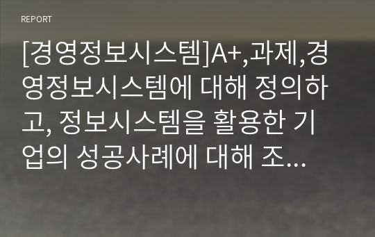 [경영정보시스템]A+,과제,경영정보시스템에 대해 정의하고, 정보시스템을 활용한 기업의 성공사례에 대해 조사하고, 해당 사례의 성공 이유에 대해 본인의 의견을 서술하시오.