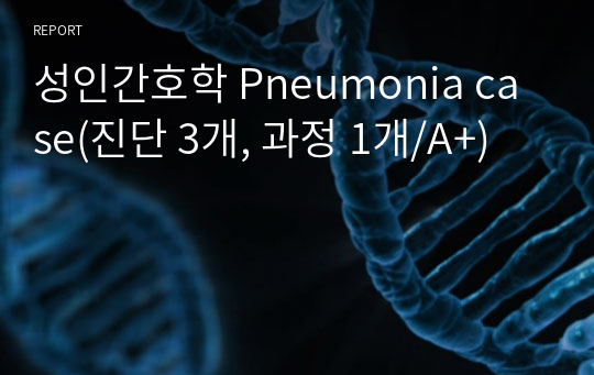 성인간호학 Pneumonia case(진단 3개, 과정 1개/A+)