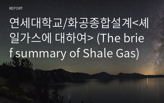연세대학교/화공종합설계&lt;셰일가스에 대하여&gt; (The brief summary of Shale Gas)