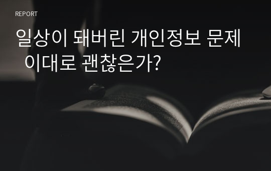 일상이 돼버린 개인정보 문제  이대로 괜찮은가?