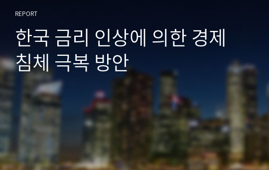 한국 금리 인상에 의한 경제 침체 극복 방안