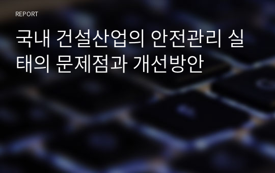 국내 건설산업의 안전관리 실태의 문제점과 개선방안