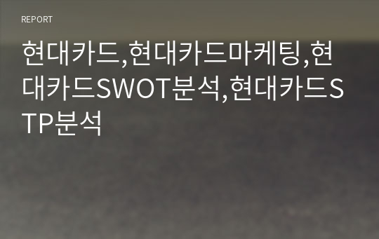 현대카드,현대카드마케팅,현대카드SWOT분석,현대카드STP분석