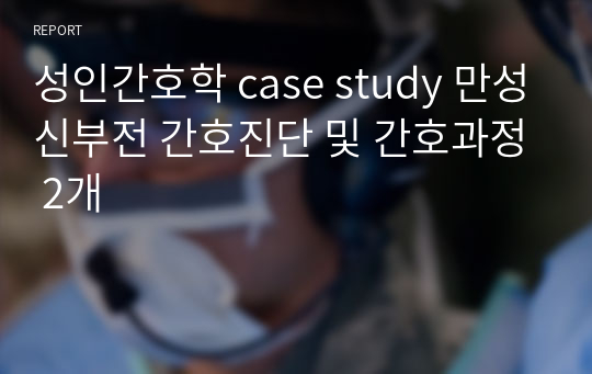 성인간호학 case study 만성신부전 간호진단 및 간호과정 2개