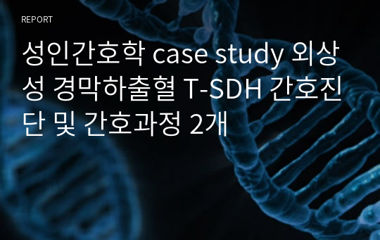 성인간호학 case study 외상성 경막하출혈 T-SDH 간호진단 및 간호과정 2개