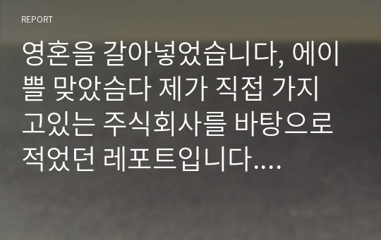 영혼을 갈아넣었습니다, 에이쁠 맞았슴다 제가 직접 가지고있는 주식회사를 바탕으로 적었던 레포트입니다. 회계원리 책없이도 제가 적은 공삭 보면 이해 갈거에요 !!