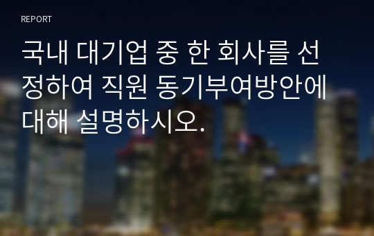 국내 대기업 중 한 회사를 선정하여 직원 동기부여방안에 대해 설명하시오.