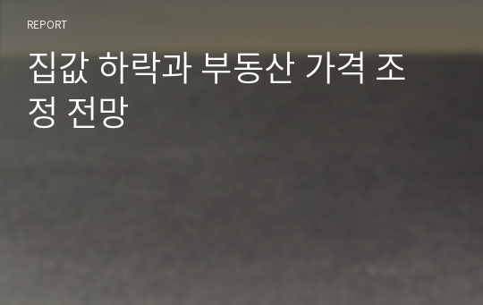 집값 하락과 부동산 가격 조정 전망