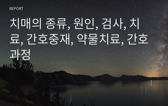 치매의 종류, 원인, 검사, 치료, 간호중재, 약물치료, 간호과정