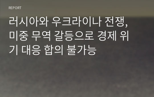 러시아와 우크라이나 전쟁, 미중 무역 갈등으로 경제 위기 대응 합의 불가능