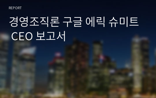 경영조직론 구글 에릭 슈미트 CEO 보고서