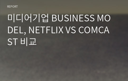 미디어기업 BUSINESS MODEL, NETFLIX VS COMCAST 비교