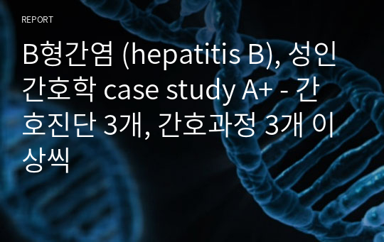 B형간염 (hepatitis B), 성인간호학 case study A+ - 간호진단 3개, 간호과정 3개 이상씩