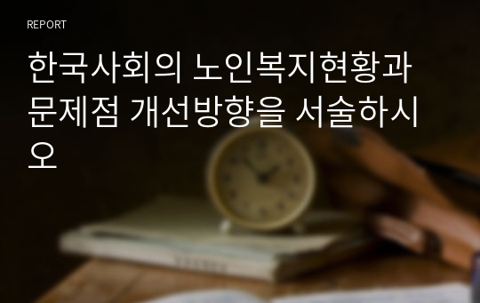 한국사회의 노인복지현황과 문제점 개선방향을 서술하시오